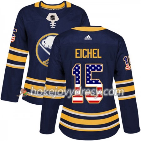 Dámské Hokejový Dres Buffalo Sabres Jack Eichel 15 2017-2018 USA Flag Fashion Modrá Adidas Authentic